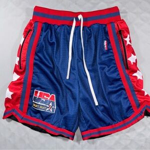 Collect & Select Size Large USA Dream Team Olympic Basketball Mesh Shorts Blue